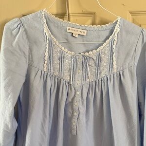 Eileen West Sky Blue Embroidered Nightgown